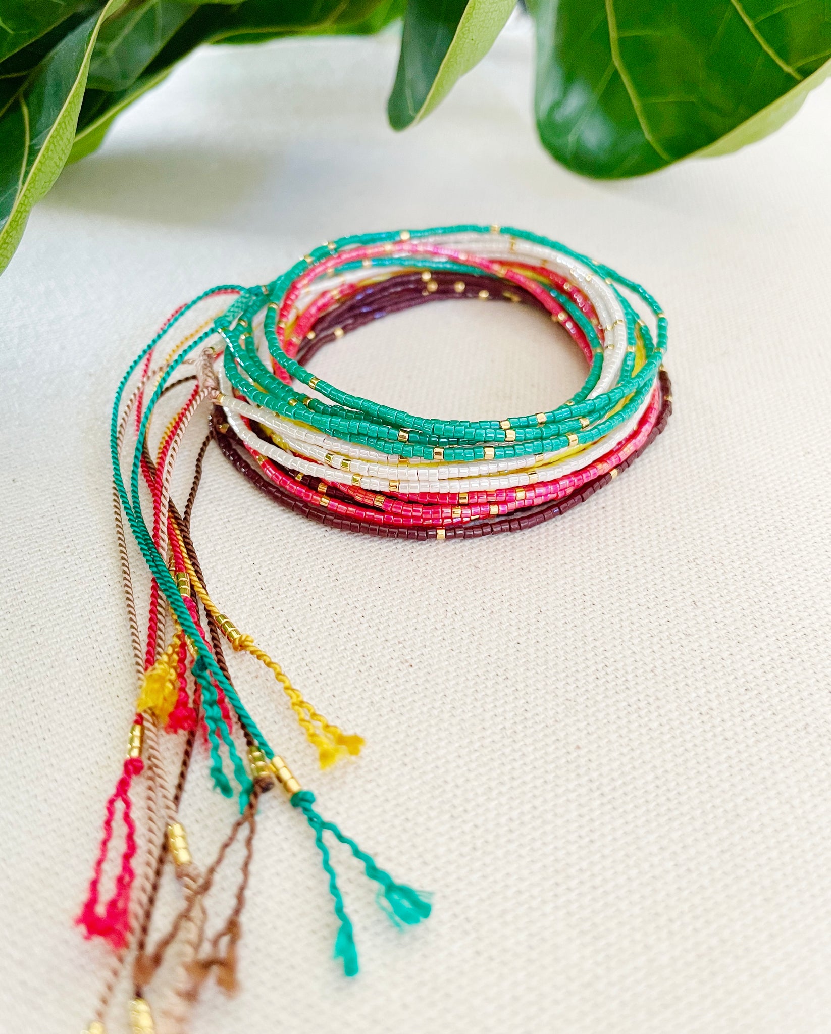 Santa Ana Wrap Bracelets with Solid Colours